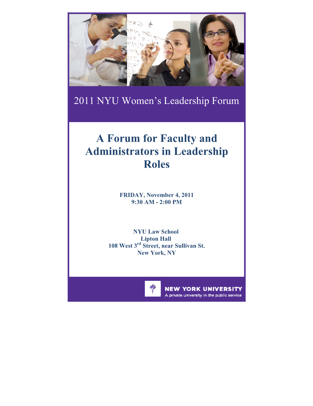 A Forum for Faculty and Administrators in Leadership Roles