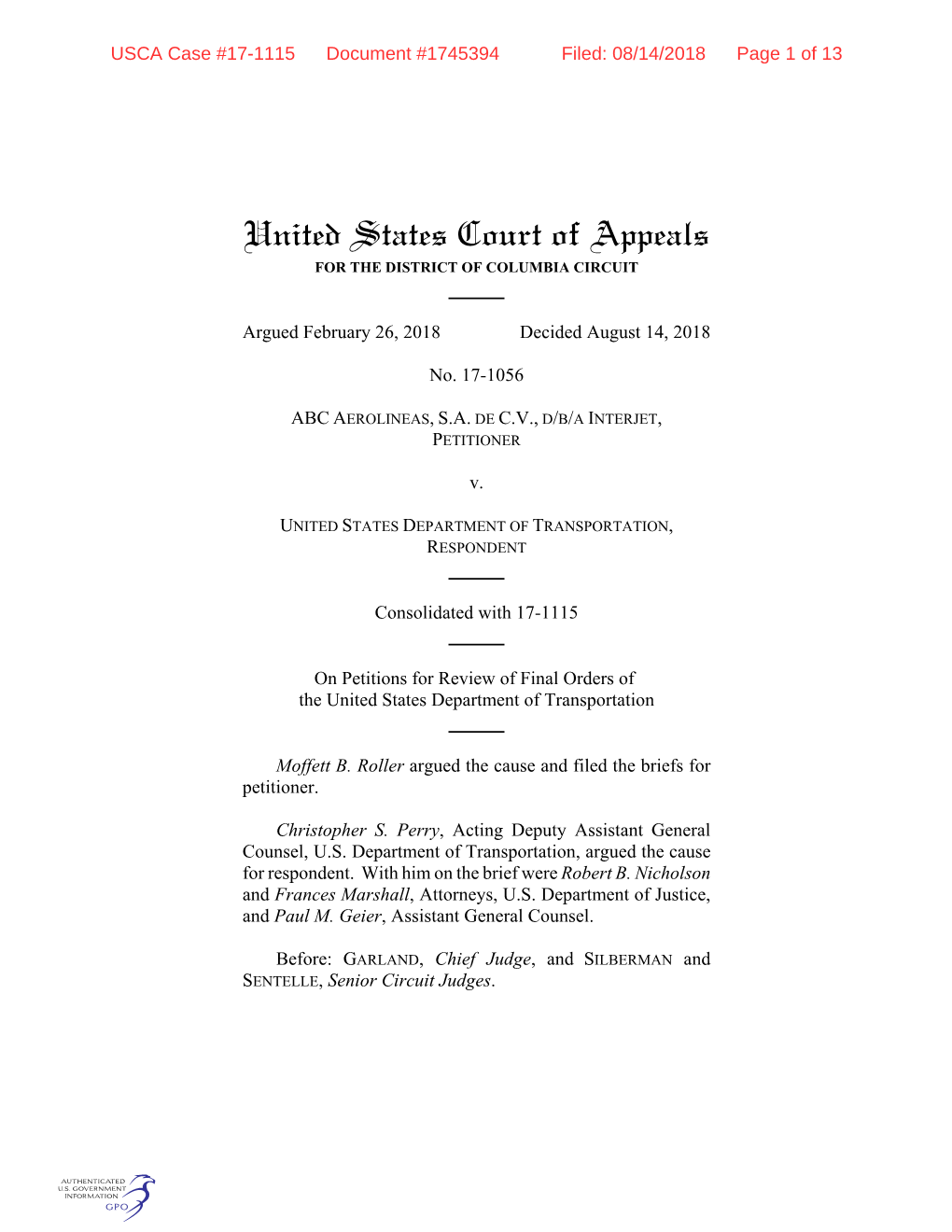 United States Court of Appeals for the DISTRICT of COLUMBIA CIRCUIT