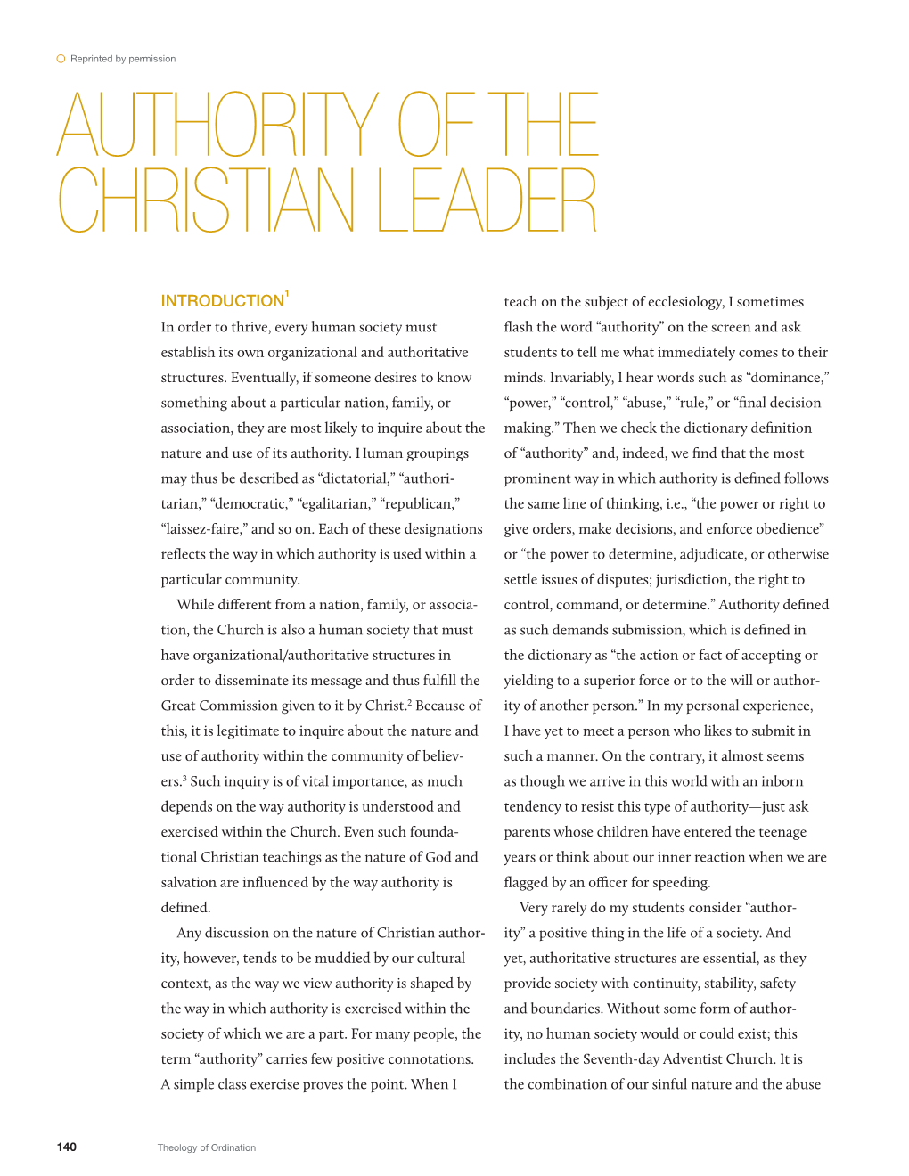 Authority of the Christian Leader