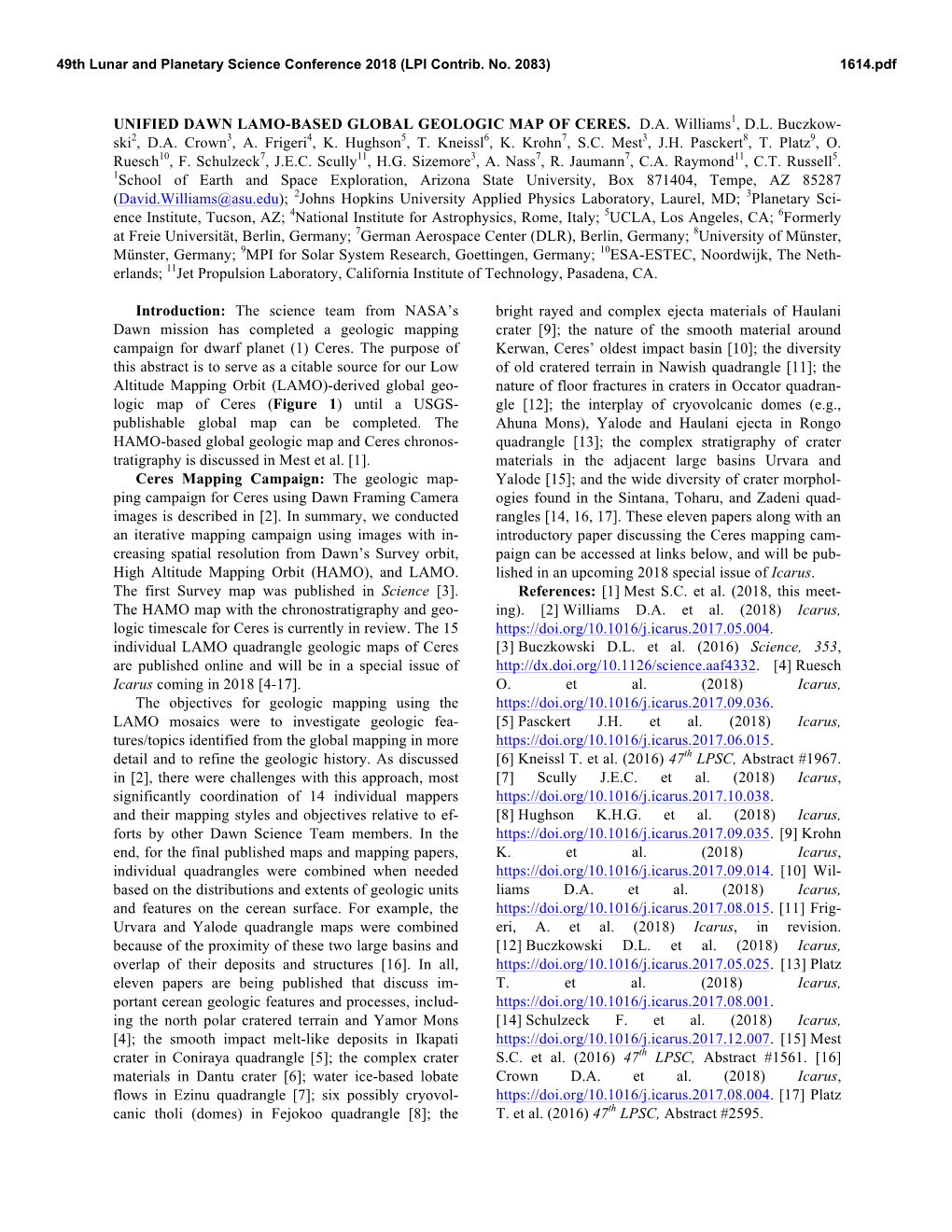 Unified Dawn Lamo-Based Global Geologic Map of Ceres