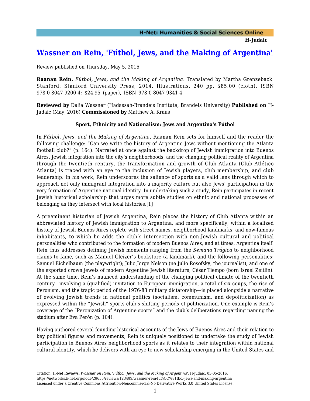 Fútbol, Jews, and the Making of Argentina