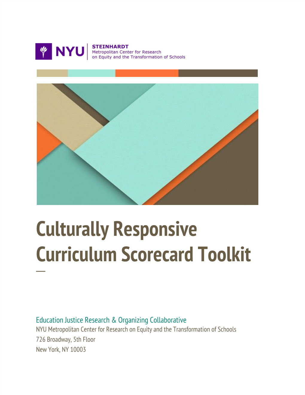 Culturally Responsive Curriculum Scorecard Toolkit