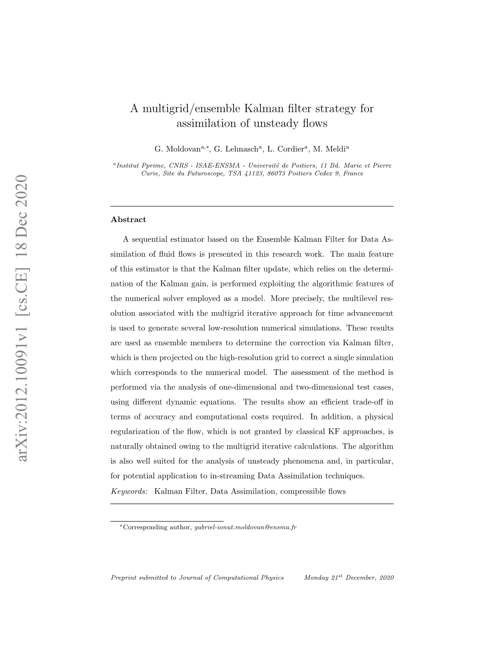 A Multigrid/Ensemble Kalman Filter Strategy for Assimilation of Unsteady