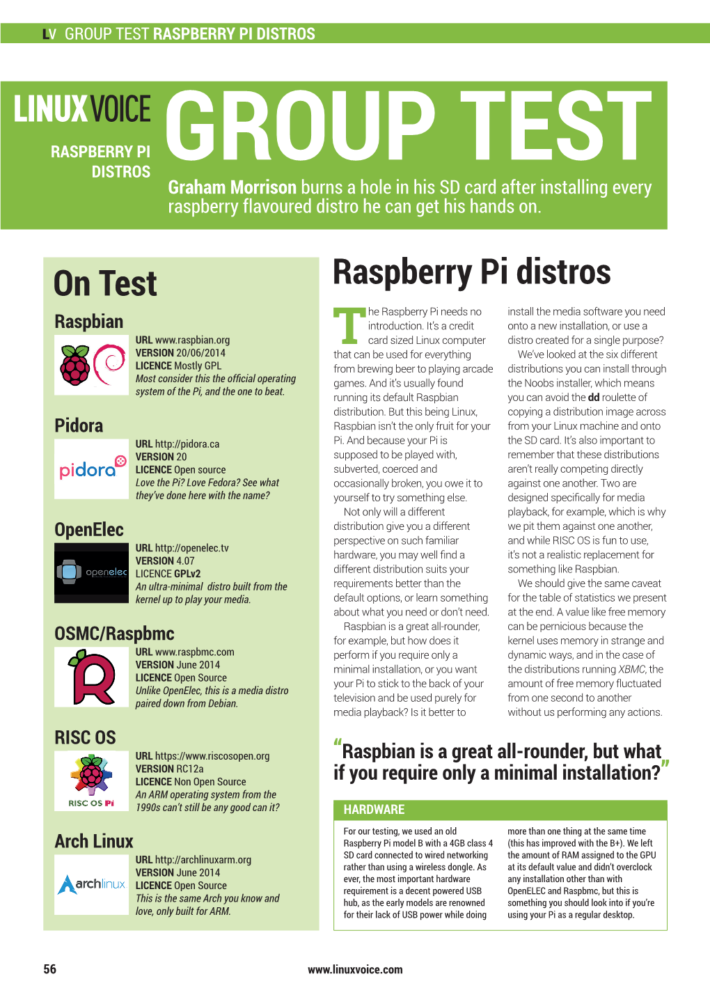 Raspberry Pi Distros on Test