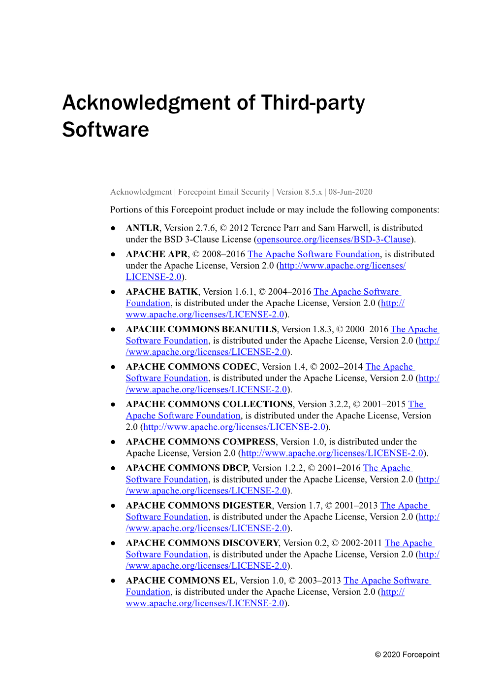 Acknowledgment of Third-Party Software