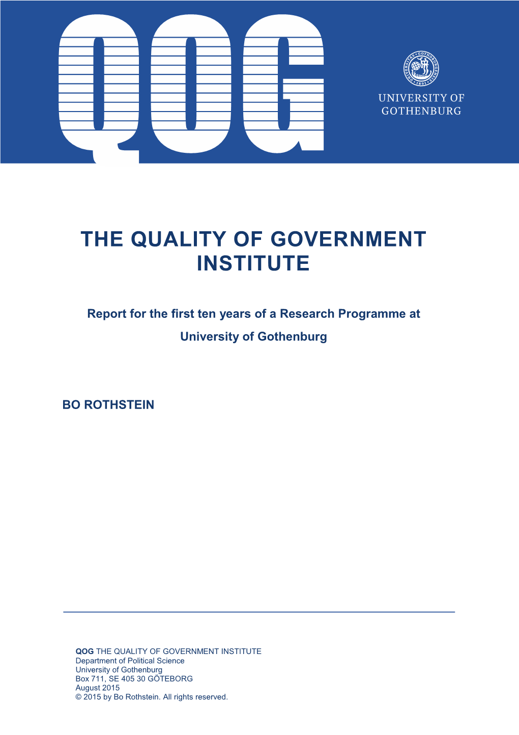 The Quality of Government Institute