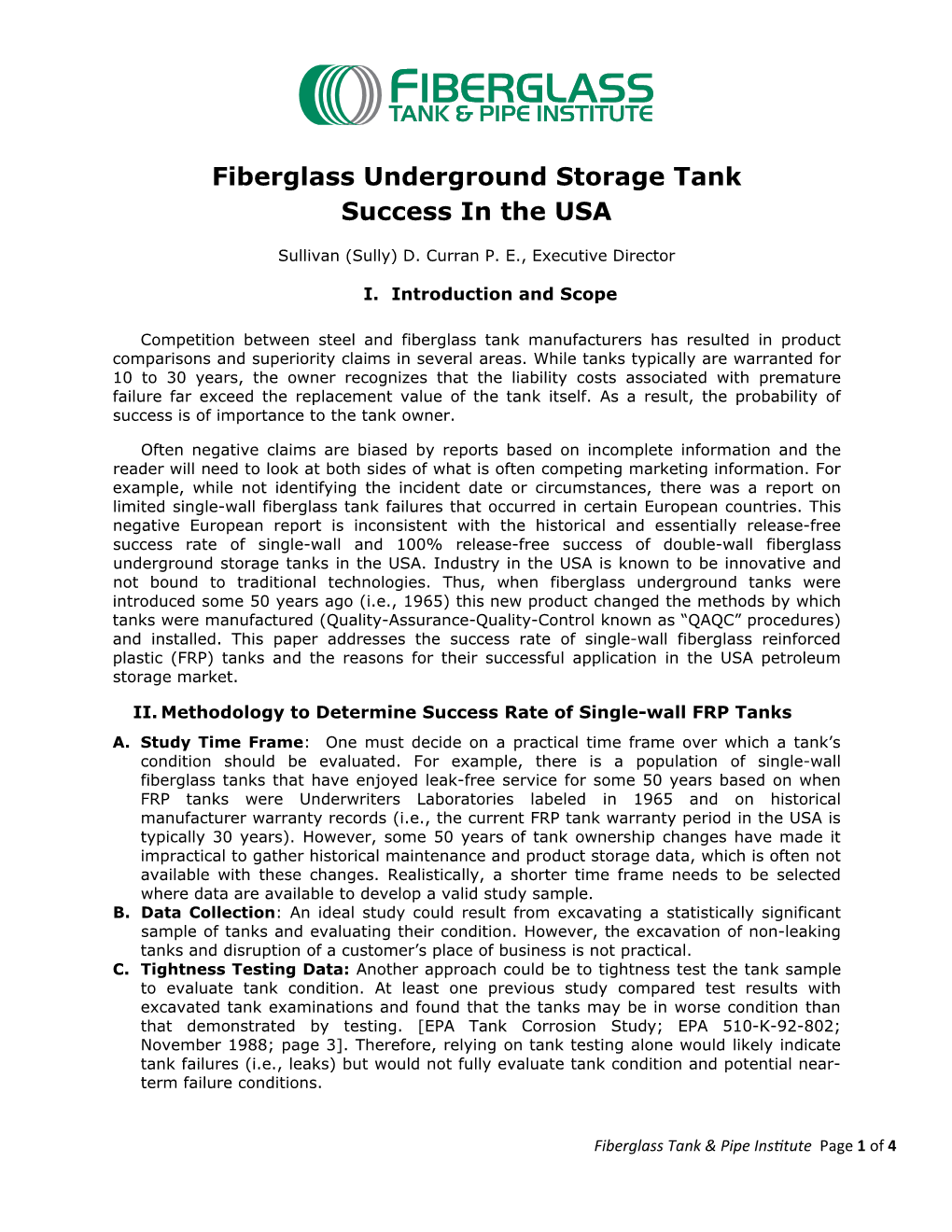 Fiberglass Underground Storage Tank Success in the USA