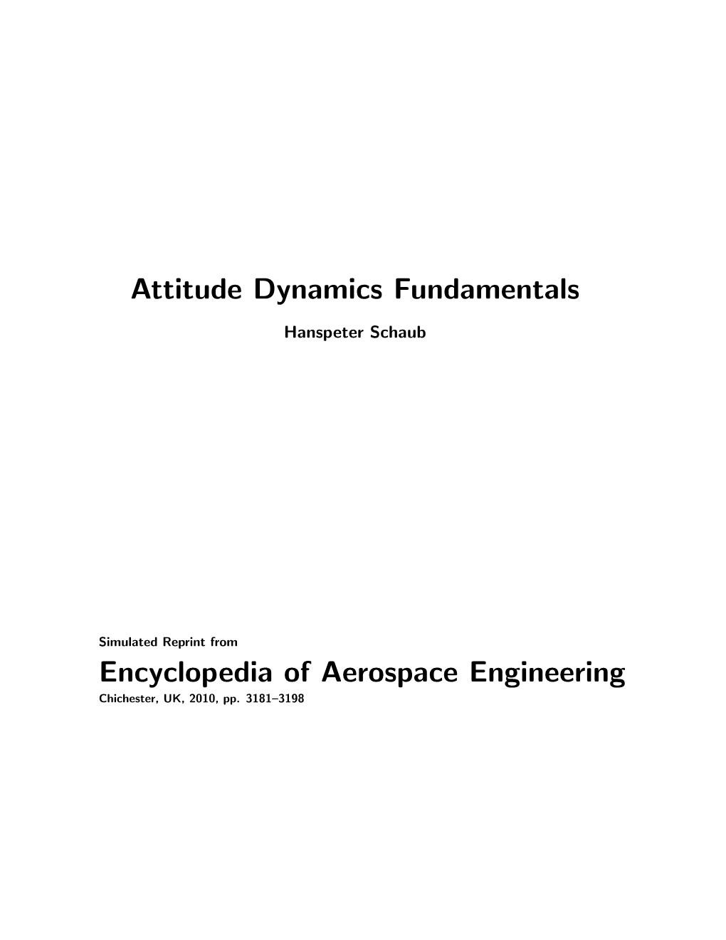 Attitude Dynamics Fundamentals