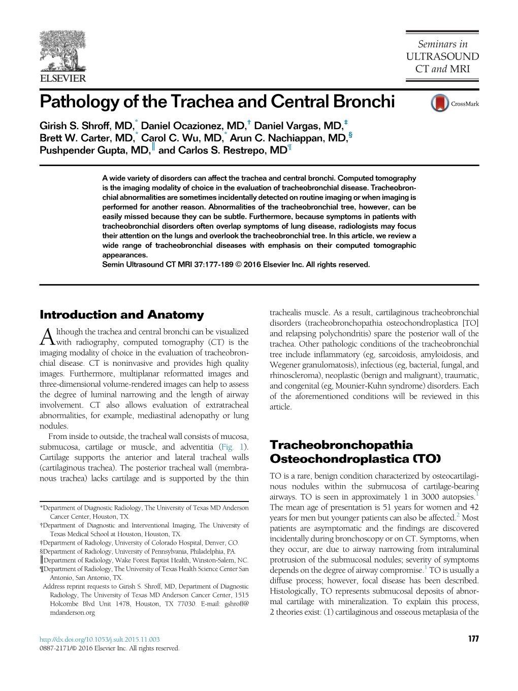 Pathology of the Trachea and Central Bronchi Girish S