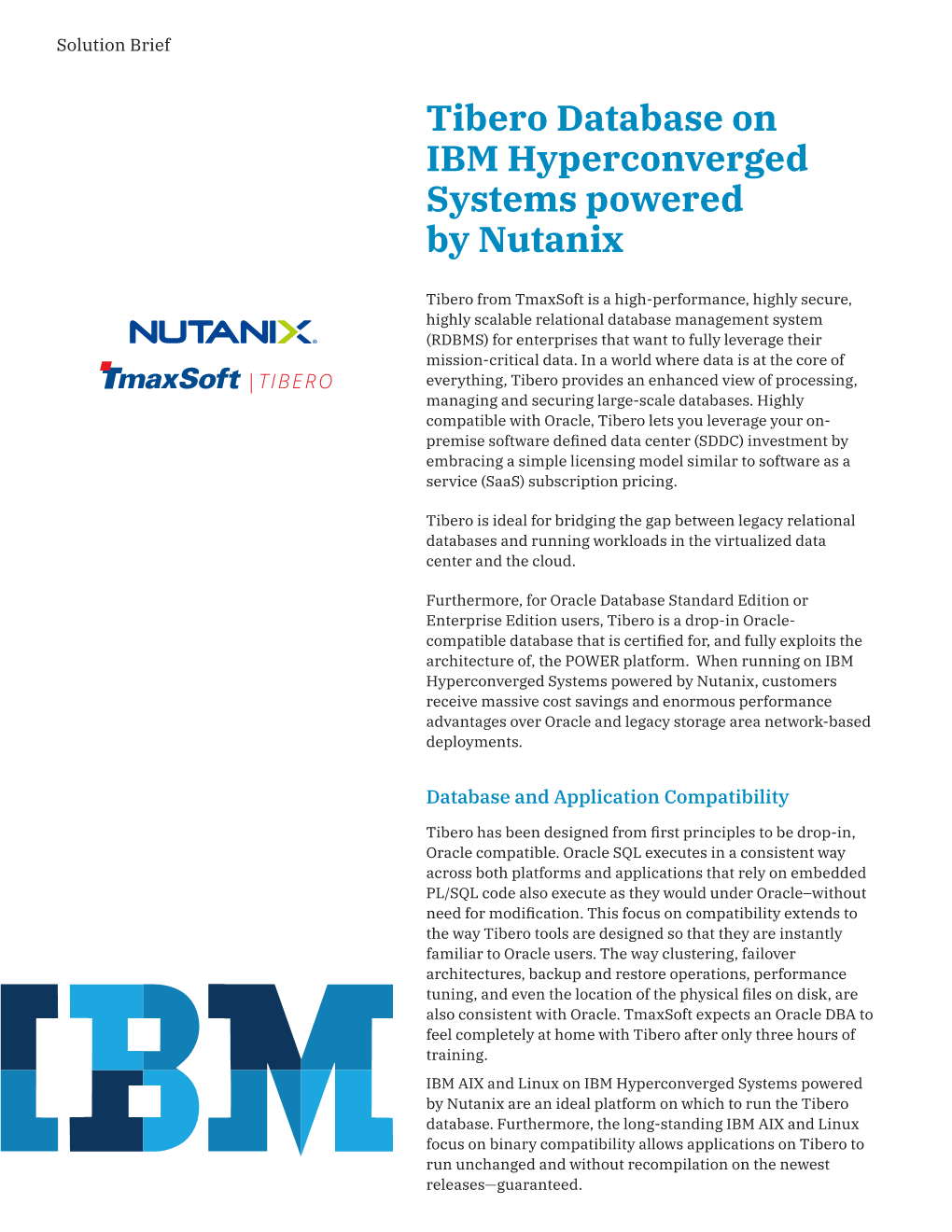 Tibero Database on IBM Hyperconverged Systems Powered by Nutanix