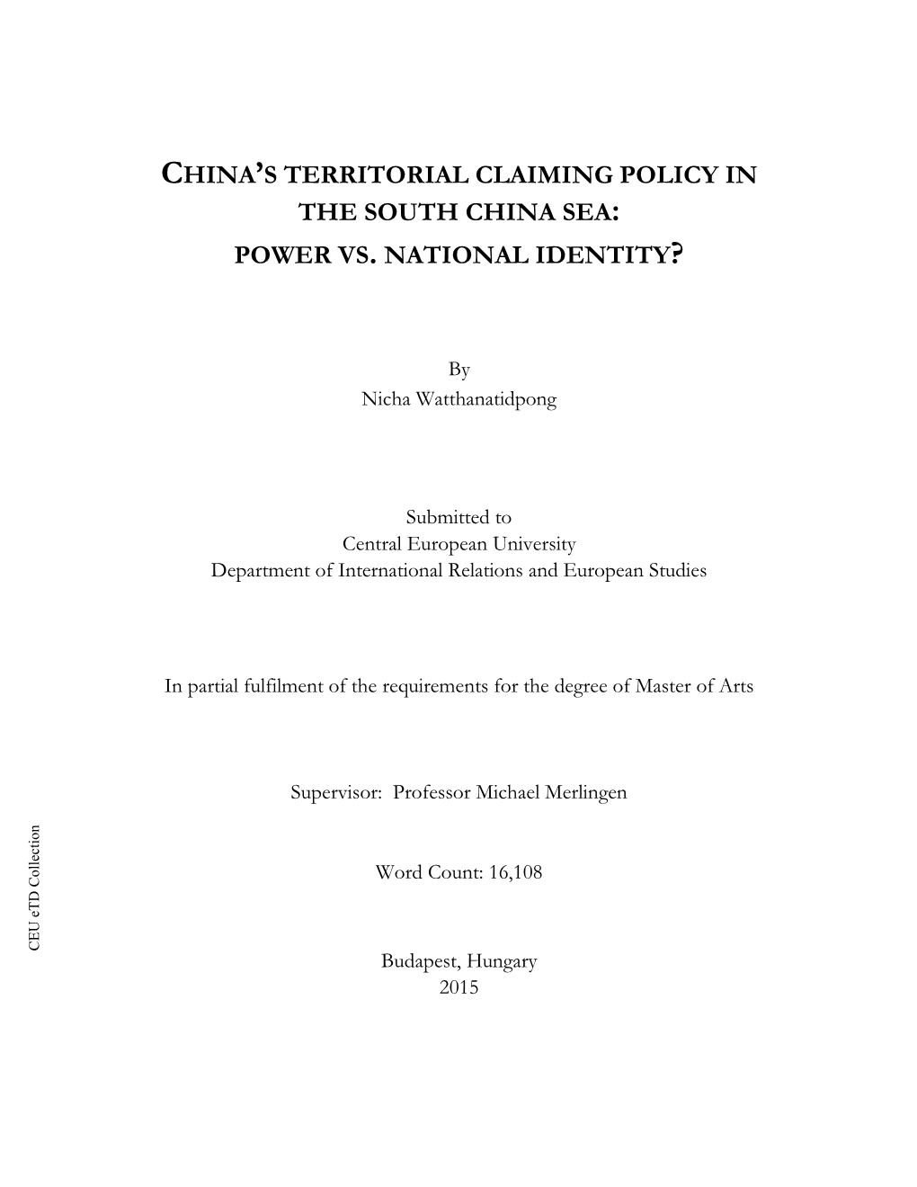 China's Territorial Claiming Policy In