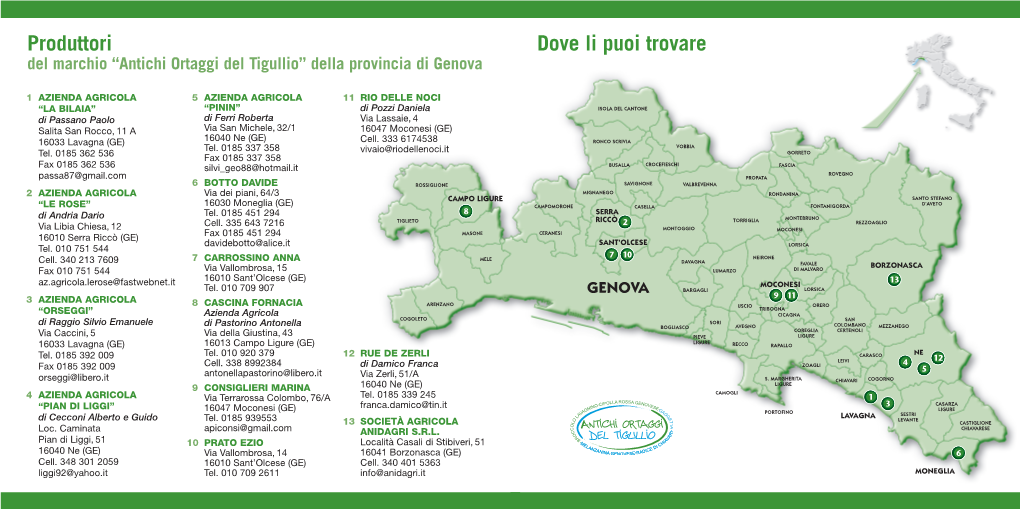 Produttori Dove Li Puoi Trovare Del Marchio “Antichi Ortaggi Del Tigullio” Della Provincia Di Genova