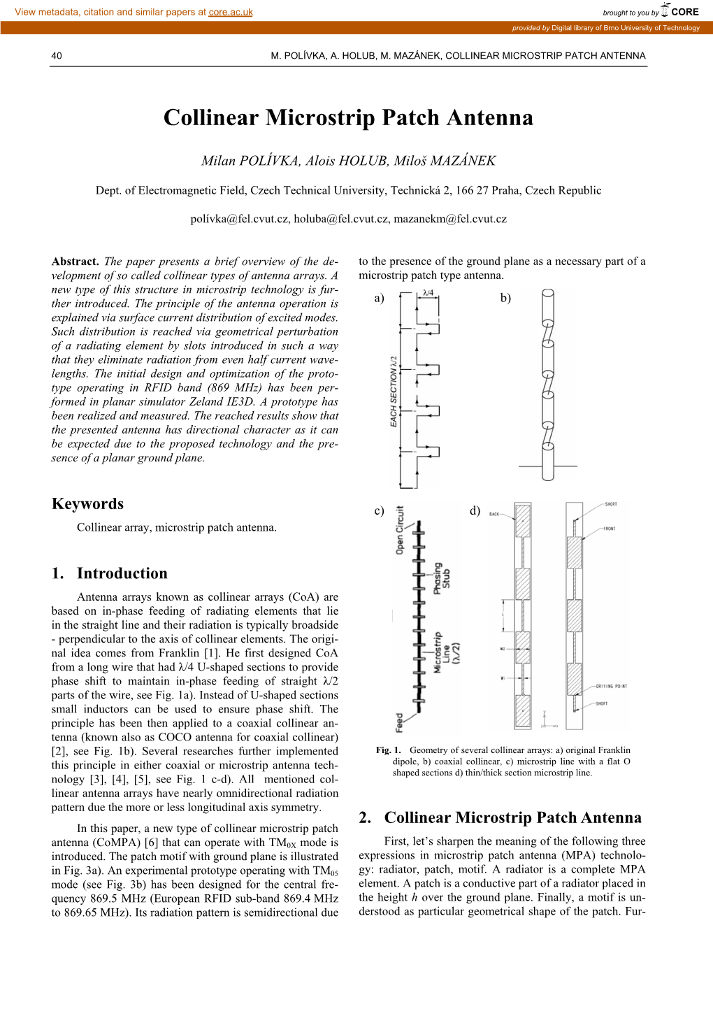 Collinear Microstrip Patch Antenna