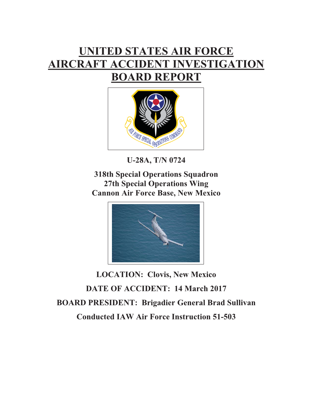 Air Force Accident Investigation Board Report