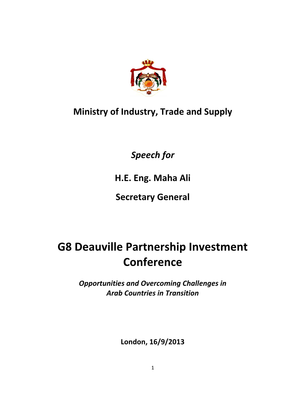 G8 Deauville Partnership Investment Conference