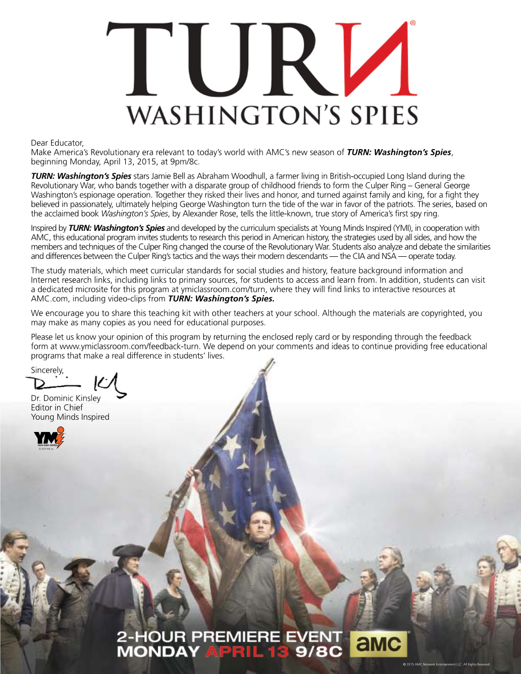 Dear Educator, Make America's Revolutionary Era Relevant to Today's World with AMC's New Season of TURN: Washington's Sp