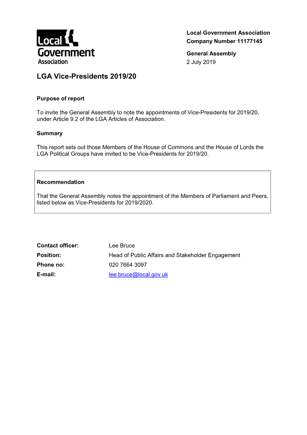 LGA Vice-Presidents 2019/20 PDF 188 KB