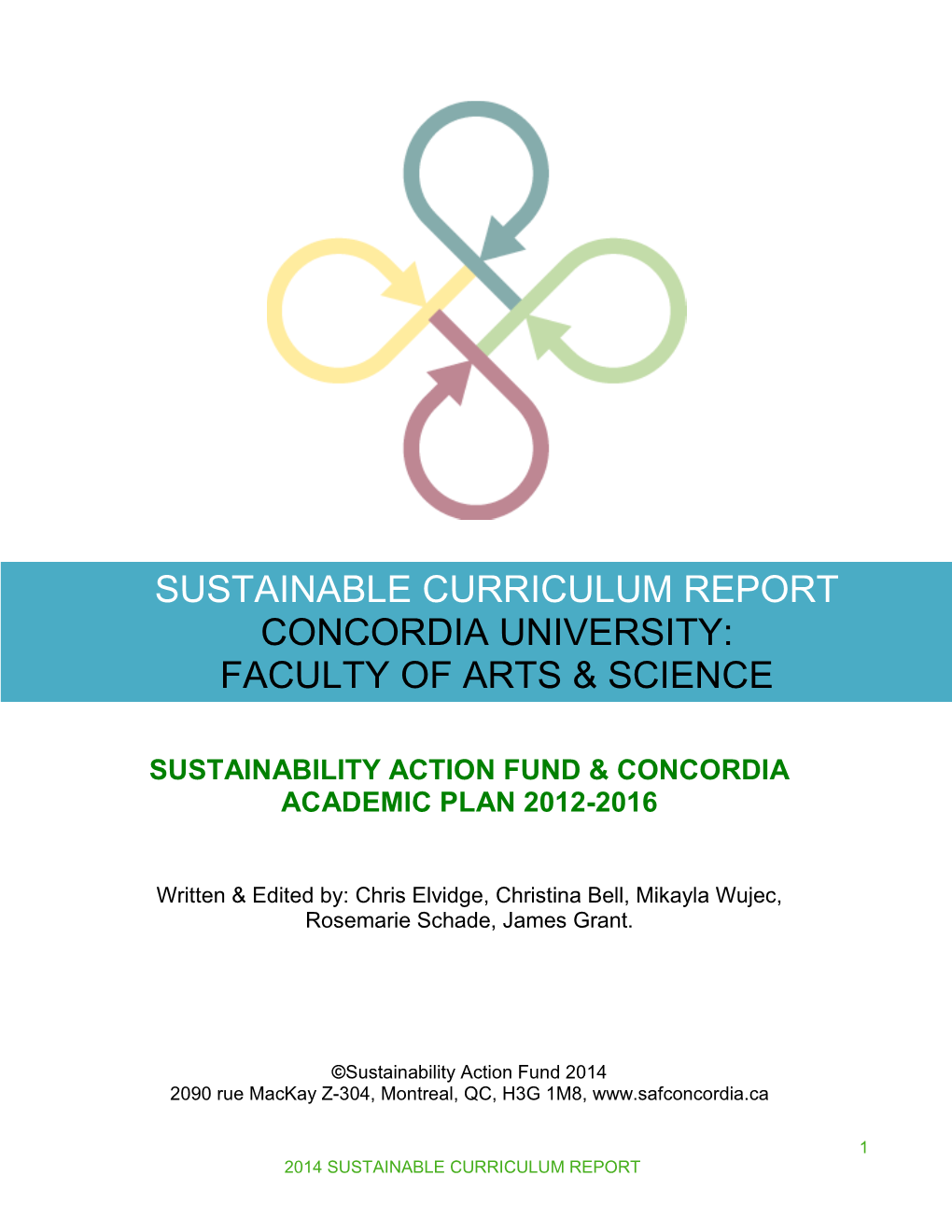 Sustainable Curriculum Report Concordia University: Faculty of Arts & Science