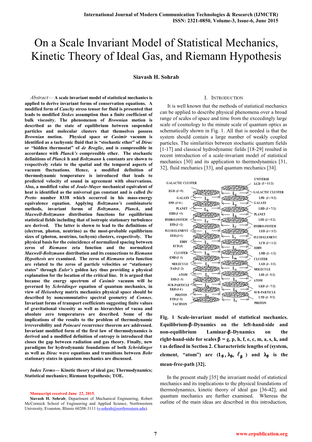 On a Scale Invariant Model of Statistical Mechanics, Kinetic Theory of Ideal Gas, and Riemann Hypothesis