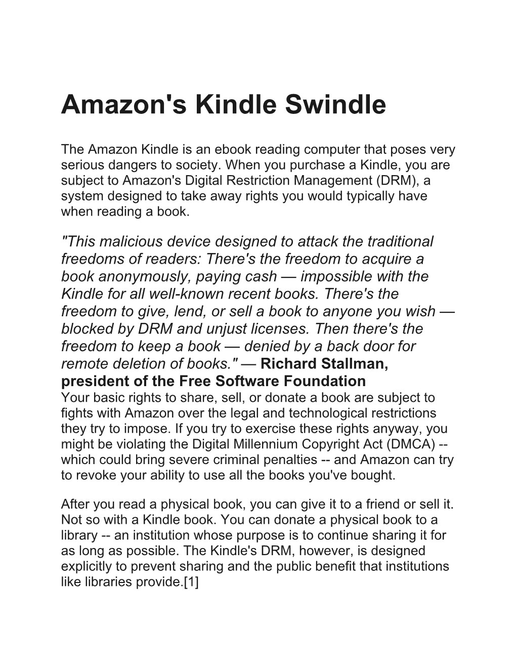 Amazon's Kindle Swindle