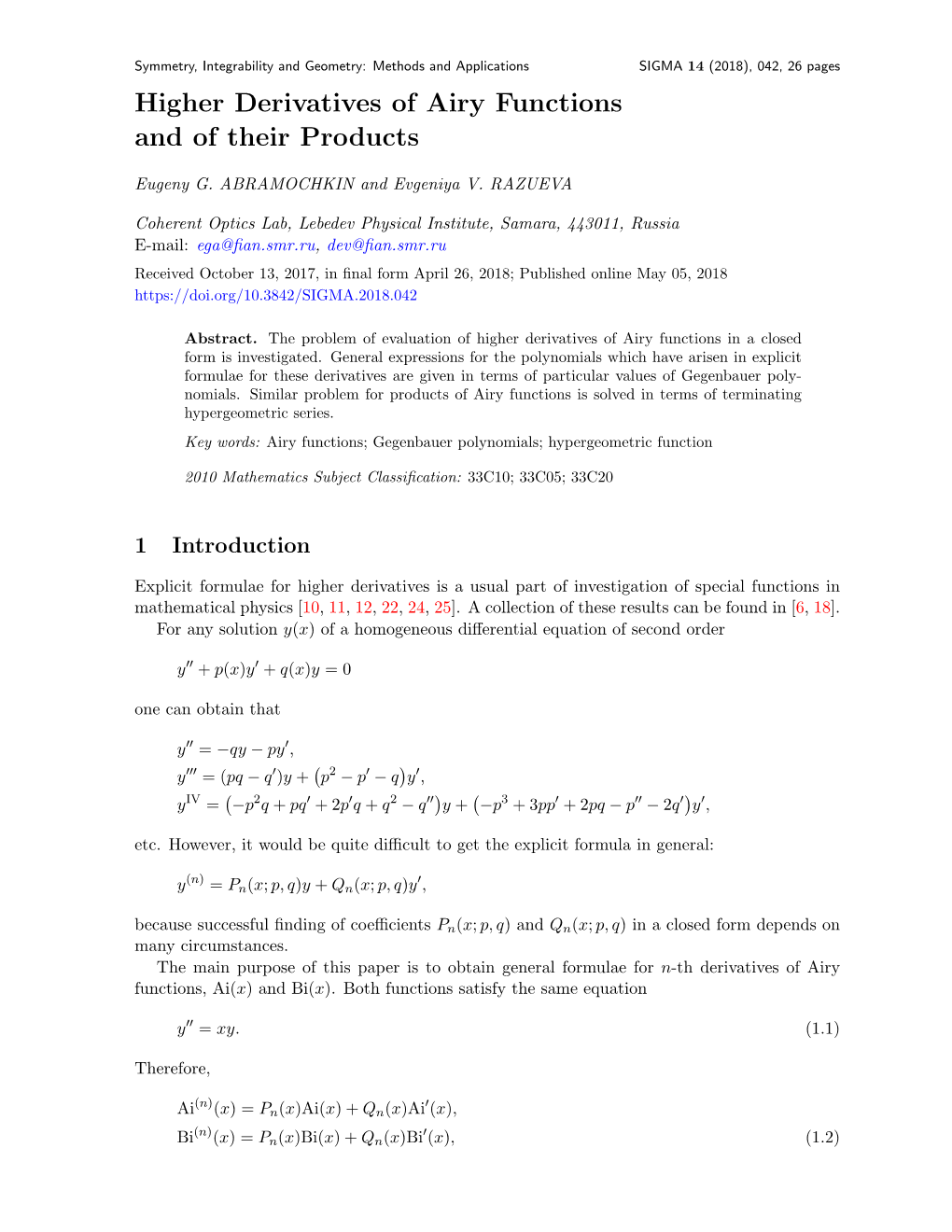 Higher Derivatives of Airy Functions and of Their Products