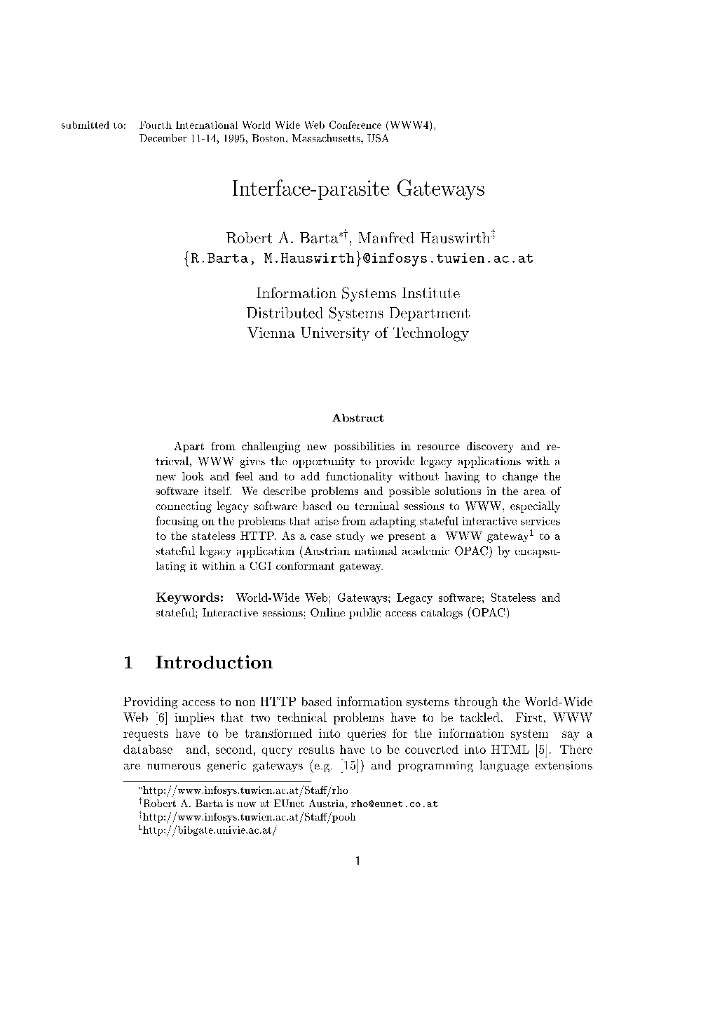 Interface-Parasite Gateways 1 Introduction
