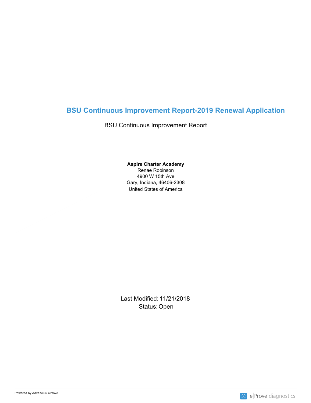 BSU Continuous Improvement Report-2019 Renewal Application
