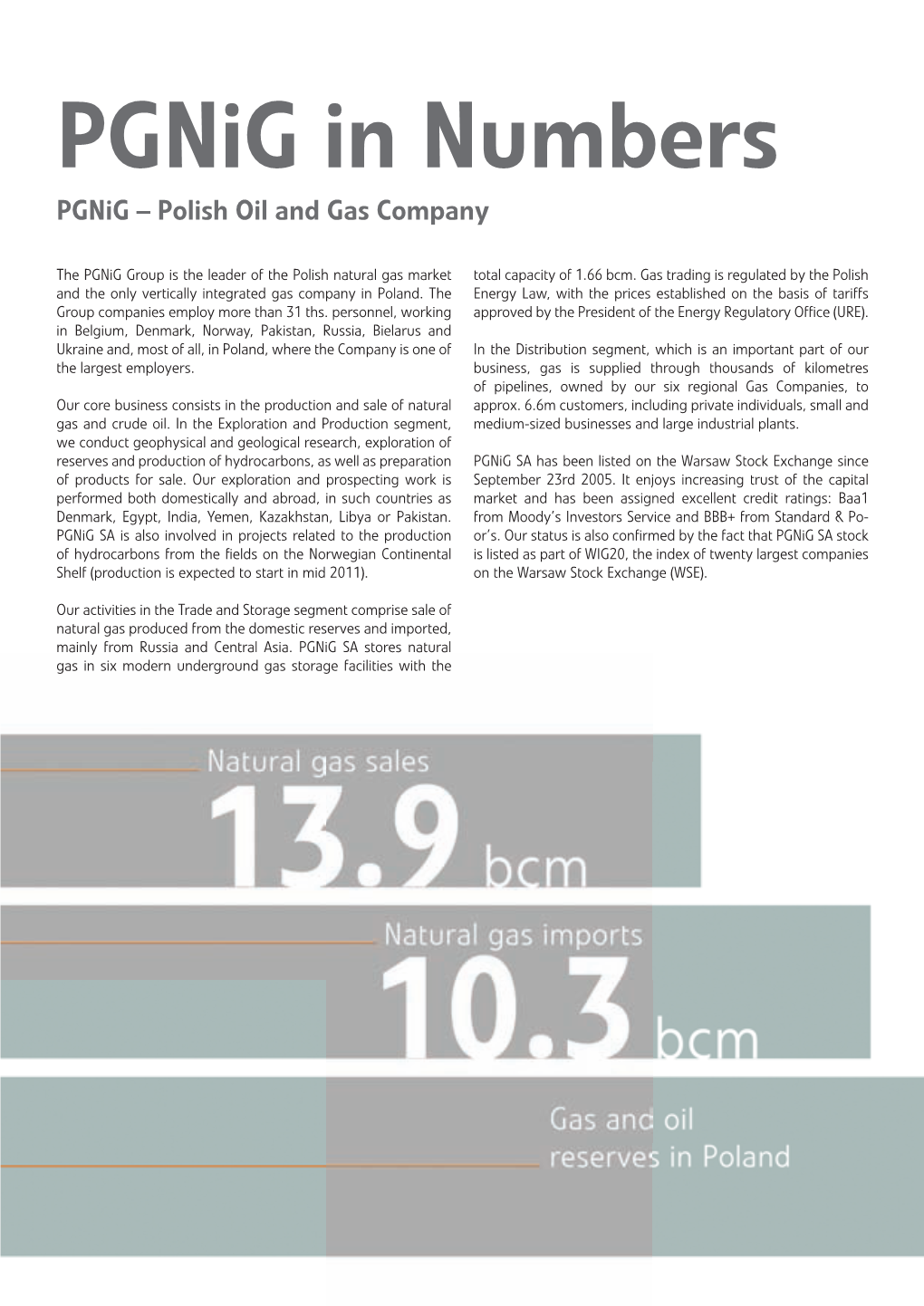 Pgnig in Numbers Pgnig – Polish Oil and Gas Company