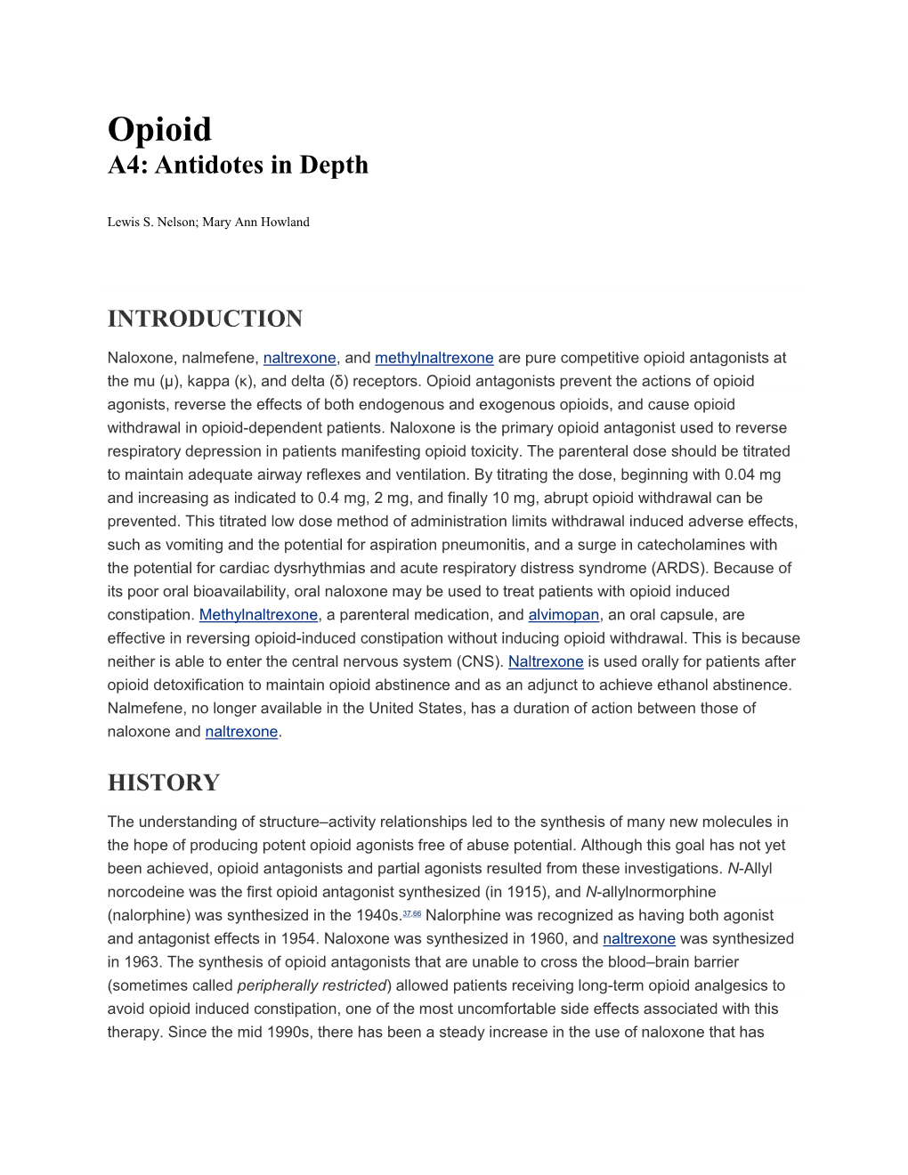 Opioid A4: Antidotes in Depth