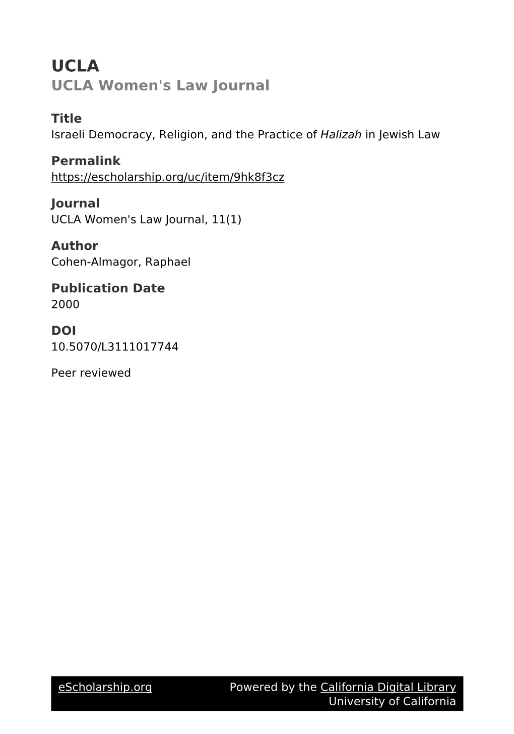 Israeli Democracy, Religion, and the Practice of Halizah in Jewish Law