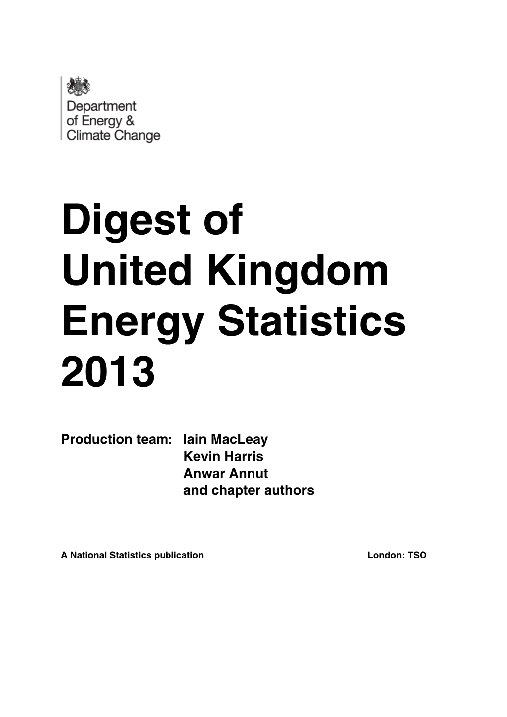 Digest of United Kingdom Energy Statistics 2013