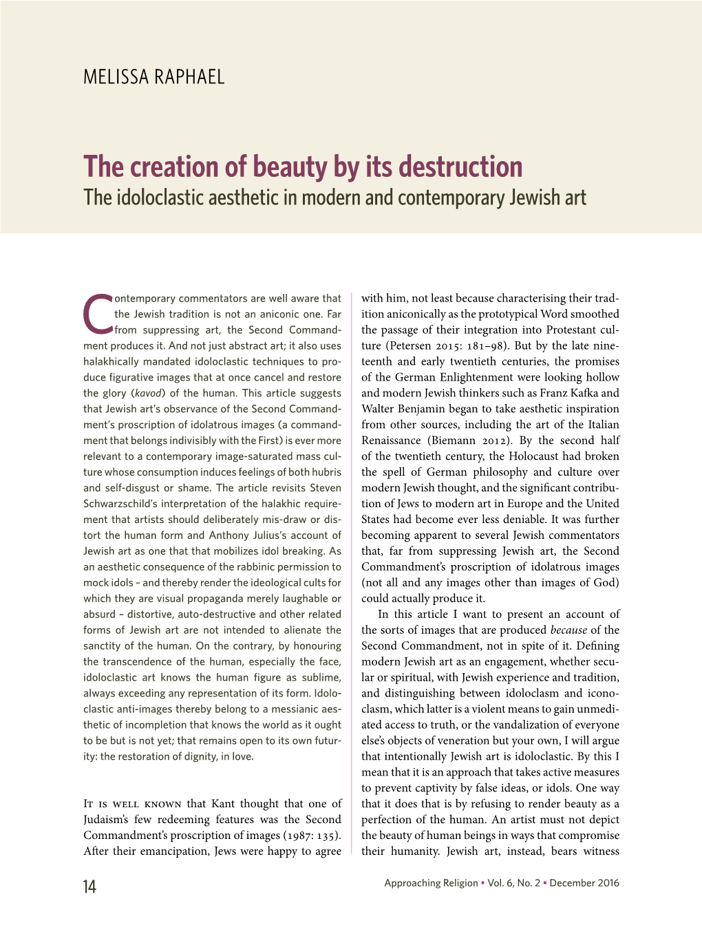 The Creation of Beauty by Its Destruction the Idoloclastic Aesthetic in Modern and Contemporary Jewish Art