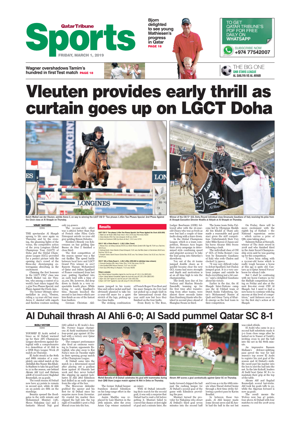 Vleuten Provides Early Thrill As Curtain Goes up on LGCT Doha