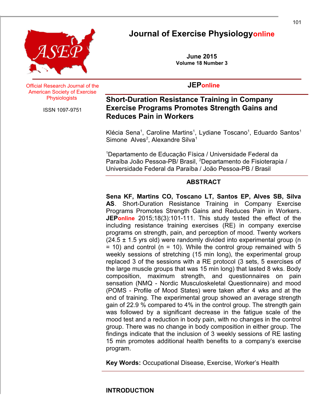 Short-Duration Resistance Training in Company Exercise Programs Promotes Strength Gains