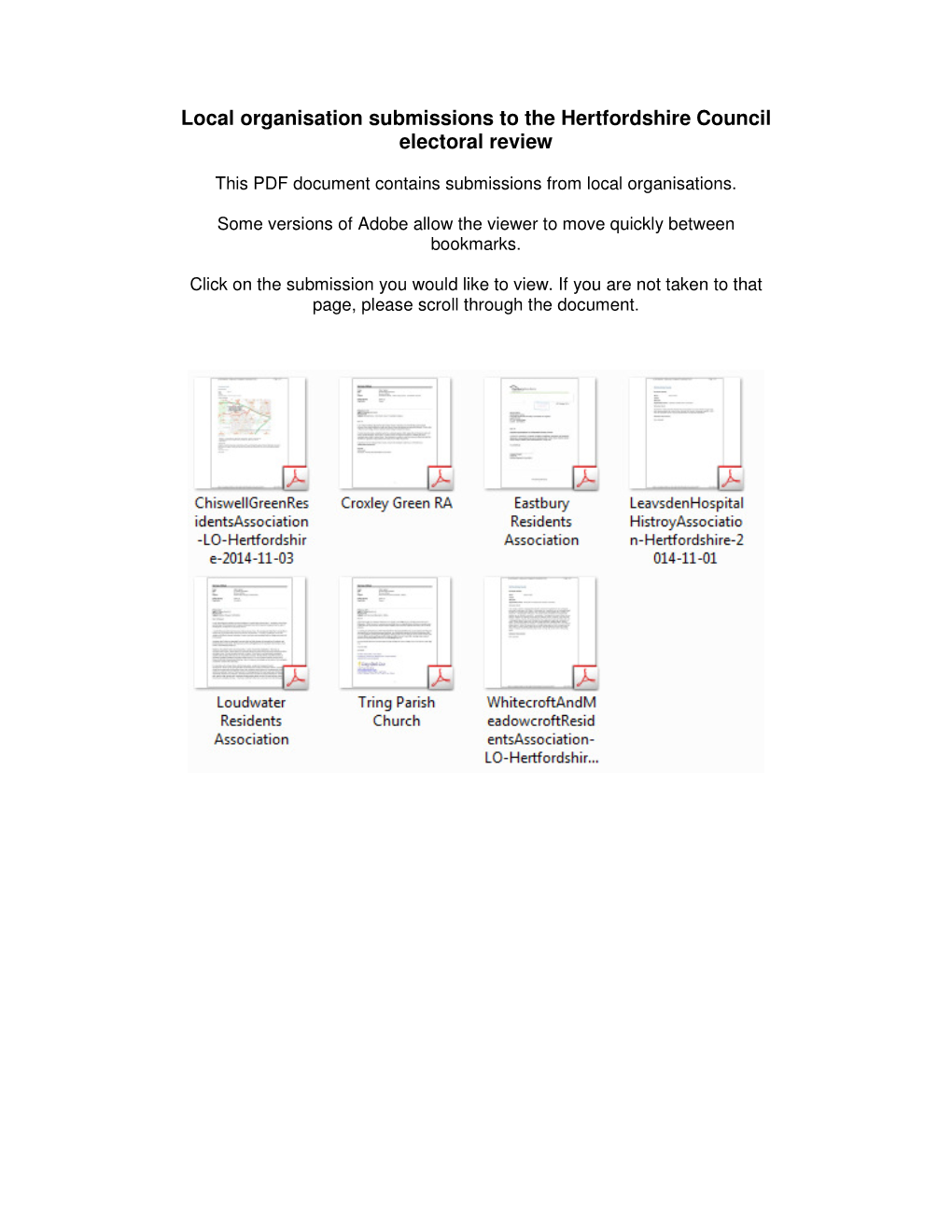 Local Organisation Submissions to the Hertfordshire Council Electoral Review