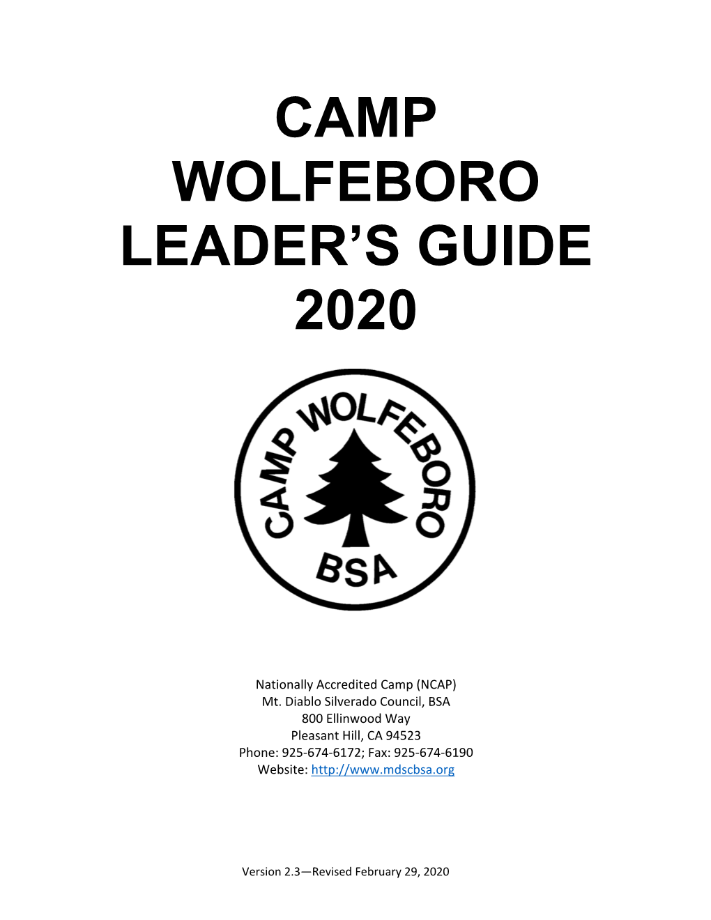 Camp Wolfeboro Leader's Guide 2020