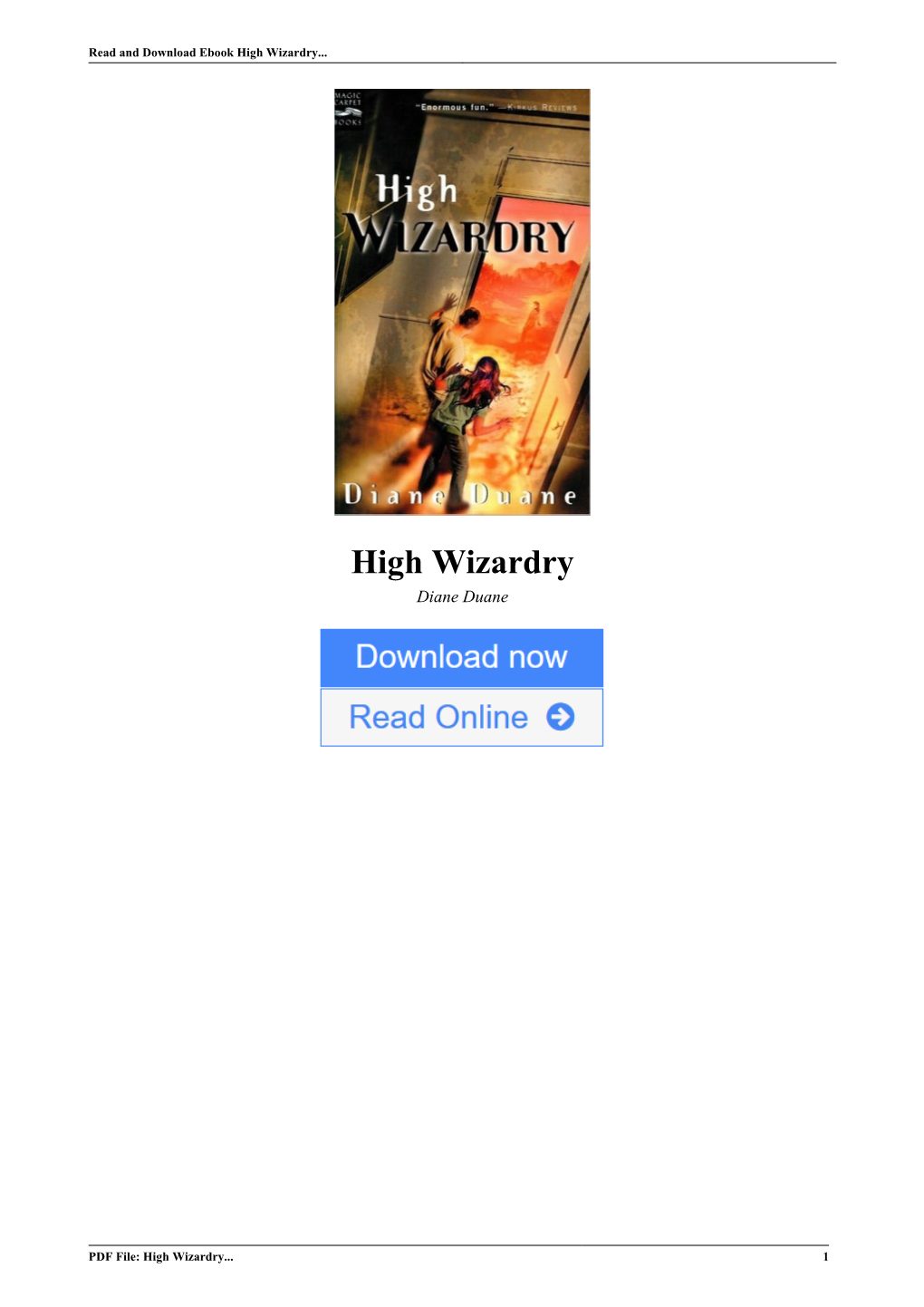 High Wizardry by Diane Duane