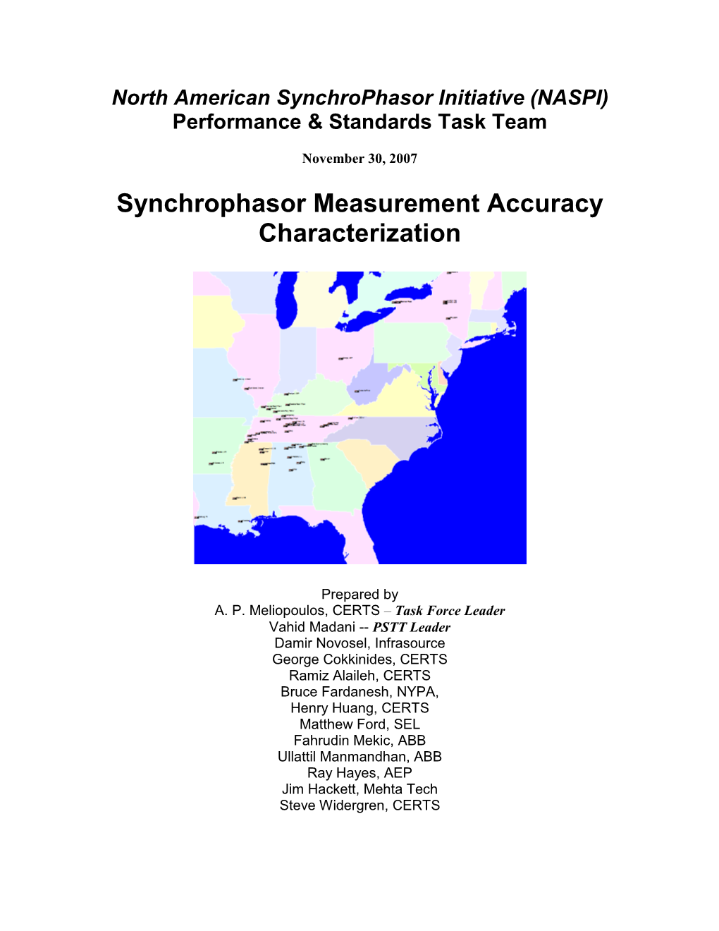 Synchrophasor Measurement Accuracy Characterization