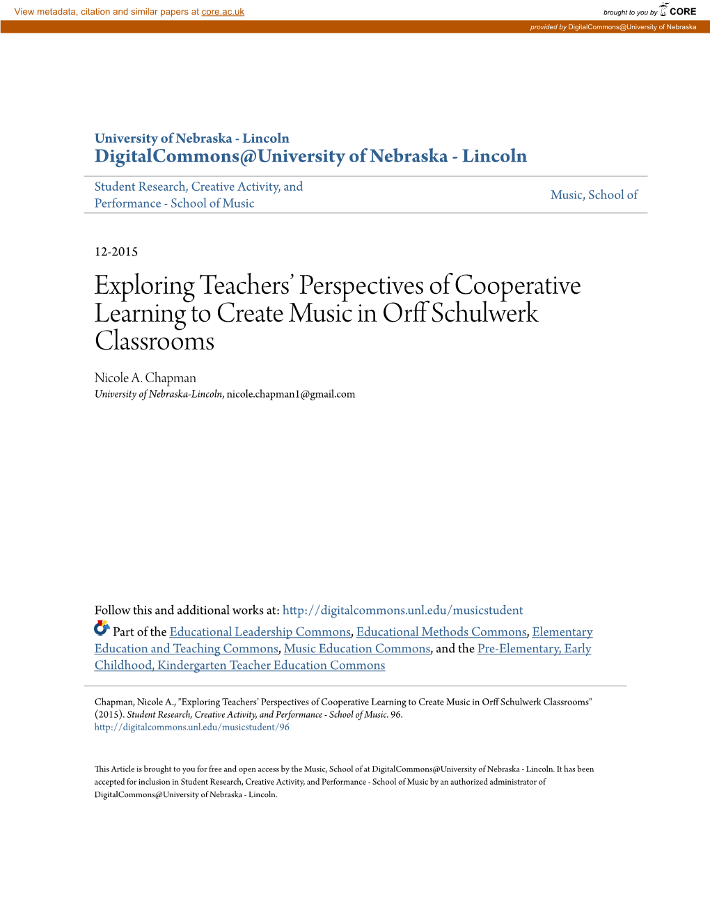 Exploring Teachers' Perspectives of Cooperative Learning to Create