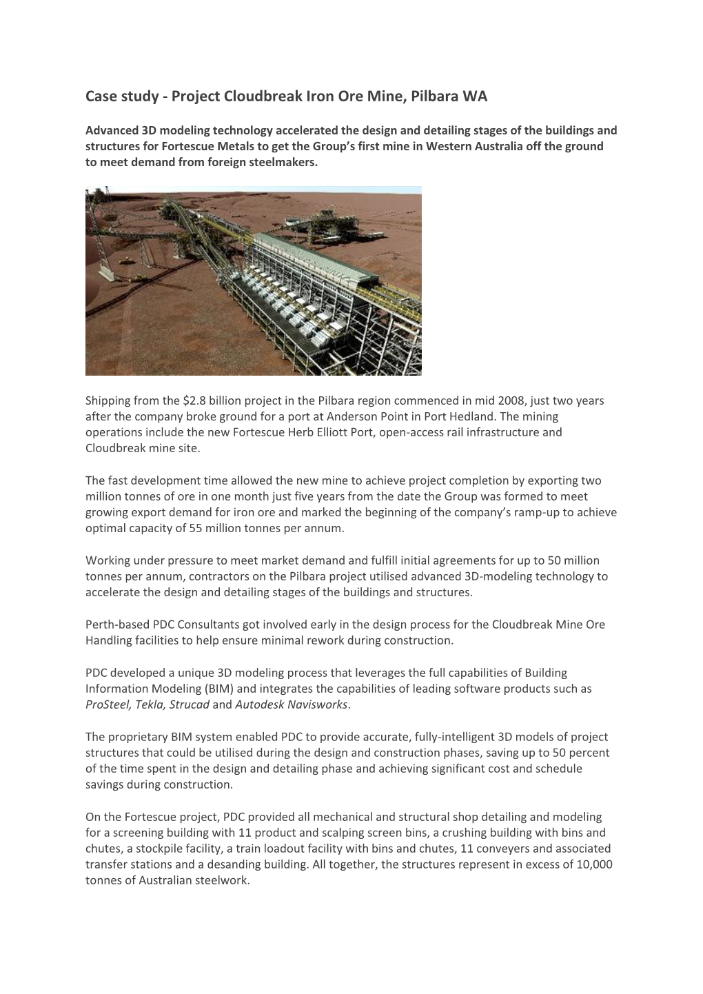 Case Study - Project Cloudbreak Iron Ore Mine, Pilbara WA