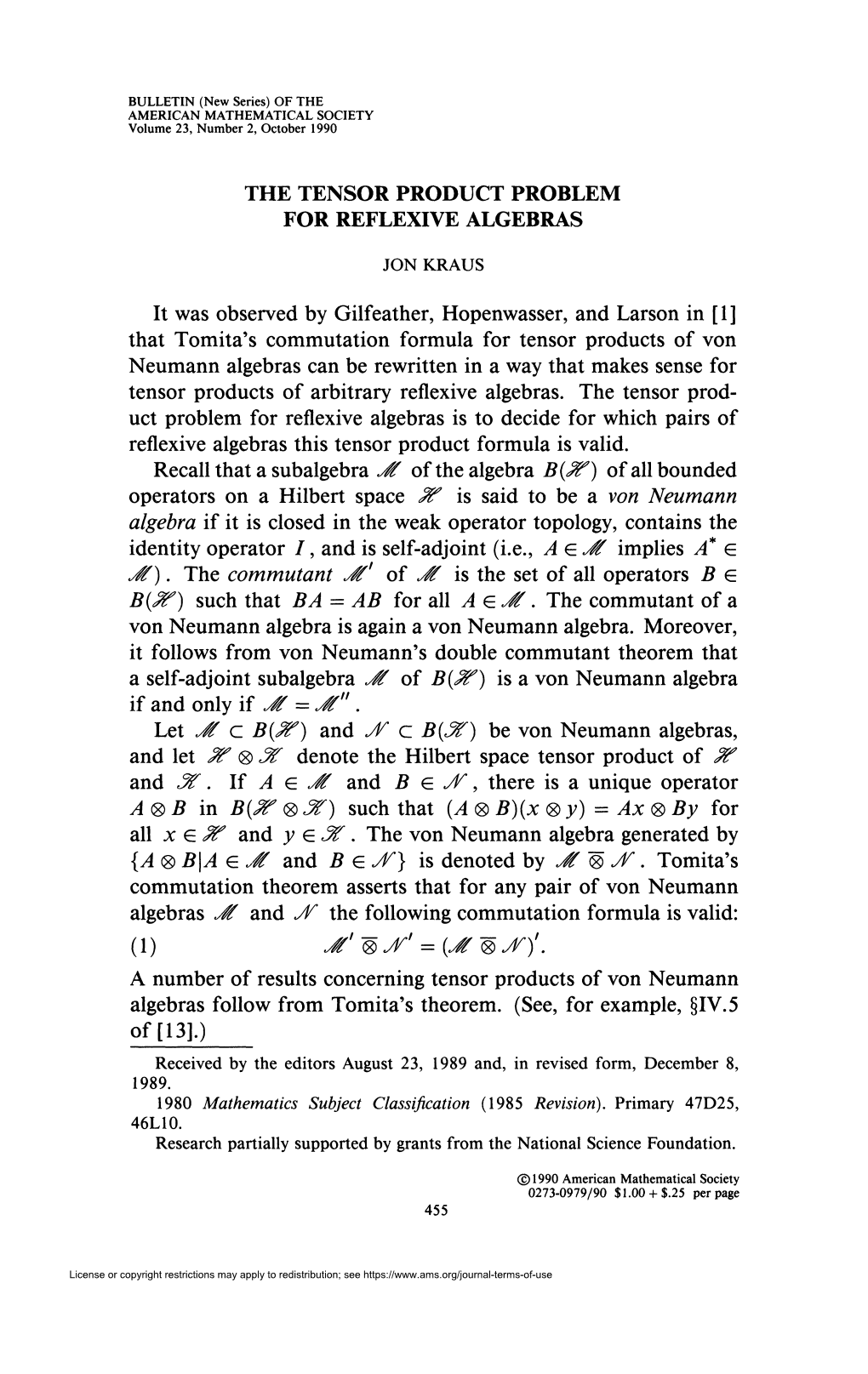 The Tensor Product Problem for Reflexive Algebras