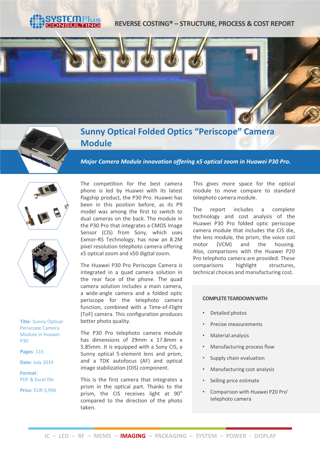 Sunny Optical Folded Optics “Periscope” Camera Module