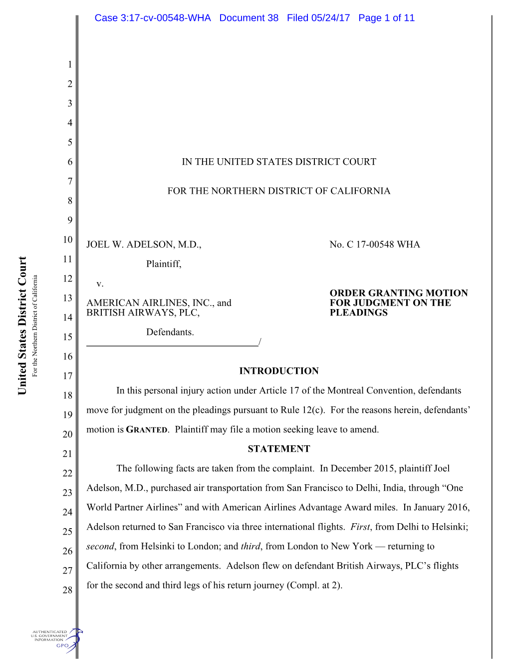 Case 3:17-Cv-00548-WHA Document 38 Filed 05/24/17 Page 1 of 11