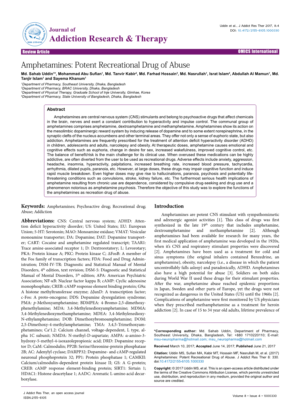 Amphetamines: Potent Recreational Drug of Abuse Md