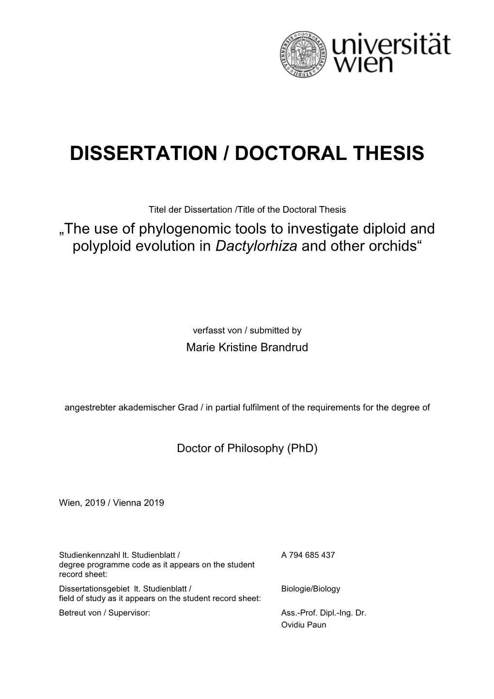 Dissertation / Doctoral Thesis