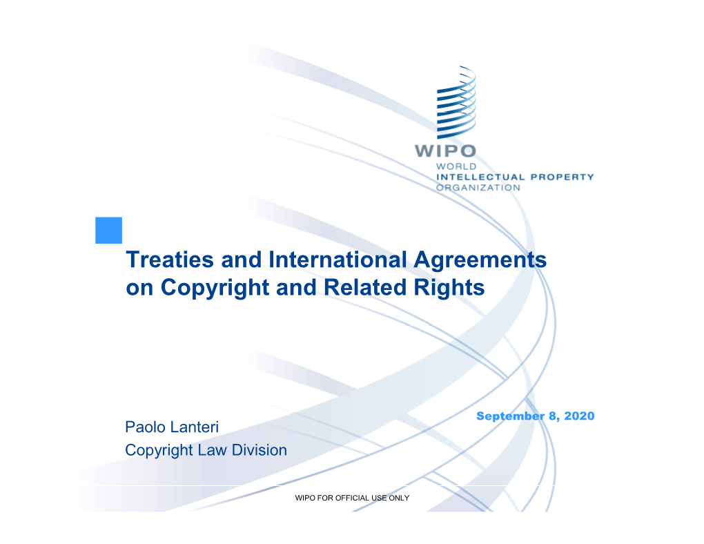 Treaties and International Agreements on Copyright and Related Rights