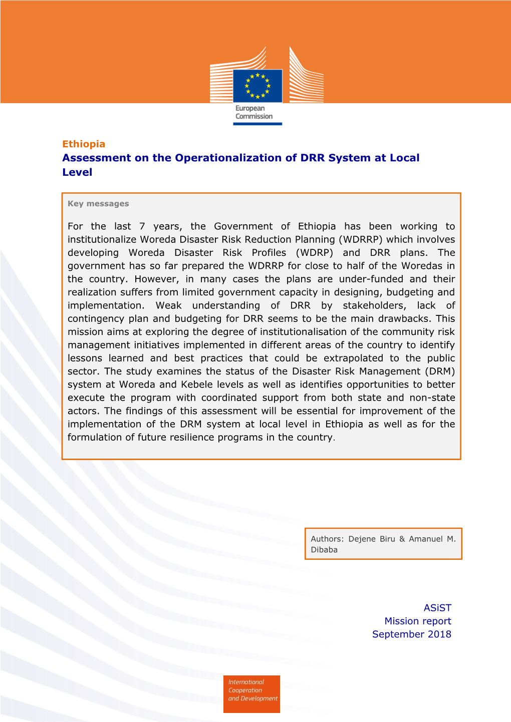 Assessment on the Operationalization of DRR System at Local Level