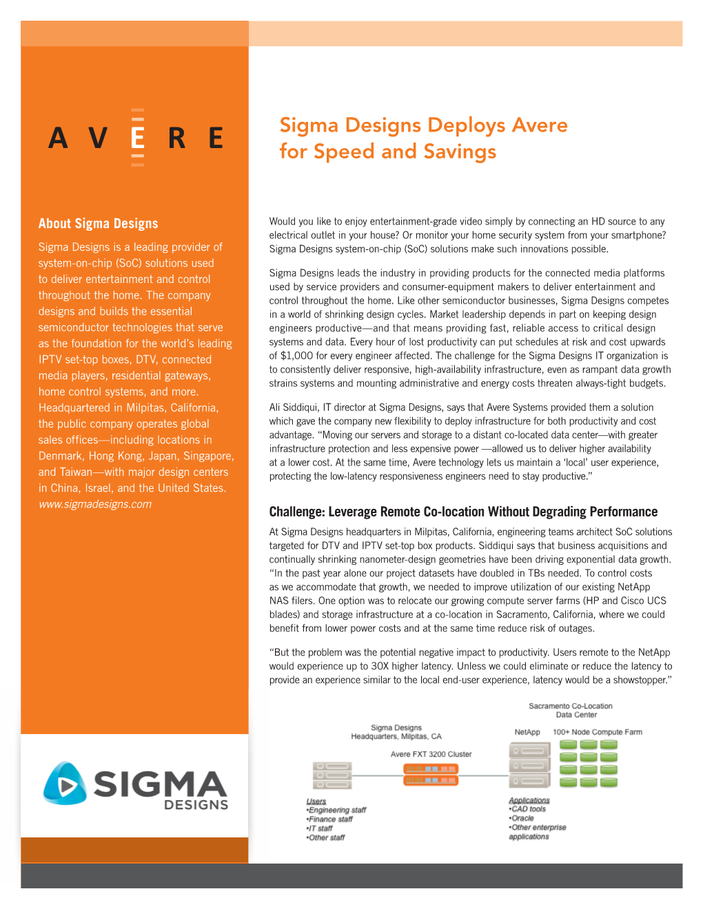 Sigma Designs Deploys Avere for Speed and Savings