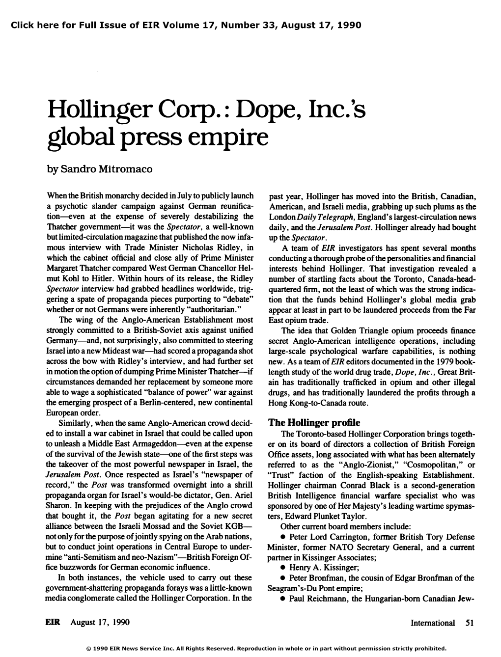 Hollinger Corp.: Dope, Inc.'S Global Press Empire