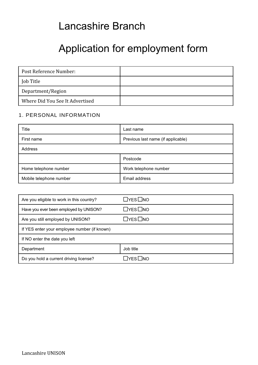 General Application Form for Appointment (Three Copies to Be Submitted When Applying)